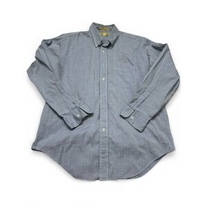 Vintage LL Bean Blue Pinstripe Button Down Shirt Mens Single Needle
